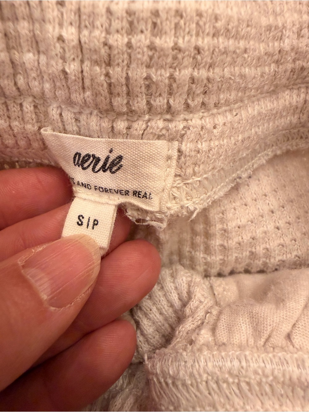 aerie Cream Waffle-Knit Lounge Set - Picture 3 of 6